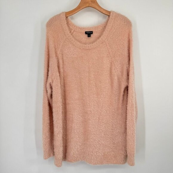 Torrid Womens blush Pink Fluffy Knit Sweater Size 1X Cotton Blend plus - Picture 4 of 13